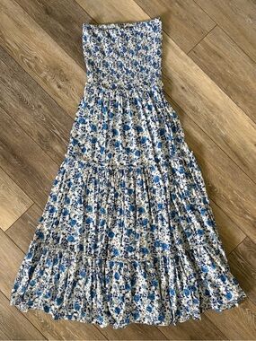 Abel The Label | Anthropologie Tiered Strapless Floral Maxi Dress